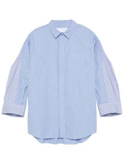 Sacai Striped Shirt In Blue