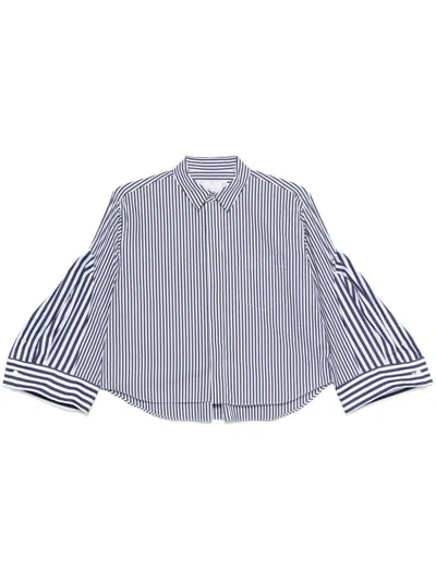 Sacai Striped Shirt In Blue