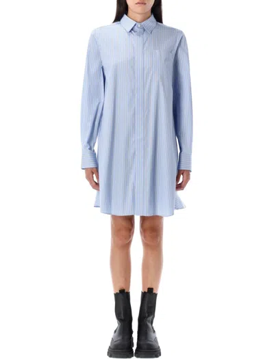 Sacai Midi Shirt Dress Stripe In Blue