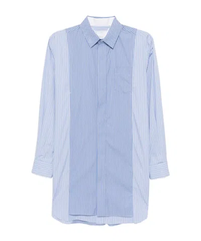 Sacai Striped Shirt Dress In Blue