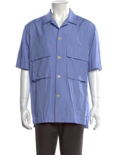 Pre-owned Sacai Striped Short Sleeve Shirt In Blue