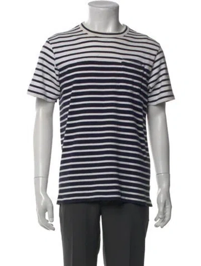 Pre-owned Sacai Striped Short Sleeve Shirt In White
