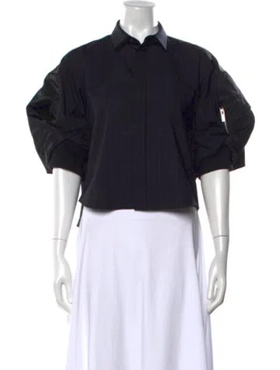 Pre-owned Sacai Striped Short Sleeve Top W/ Tags In Black