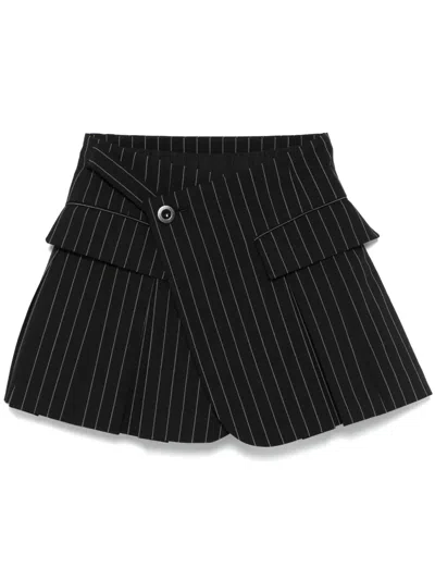 Sacai Striped Shorts In Black