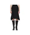 Sacai Black Wool Silk Suiting Midi Skirt In Black