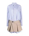 Sacai Thomas Mason Cotton Poplin & Wool Shirtdress In Nude