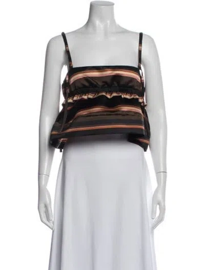 Pre-owned Sacai Striped Square Neckline Crop Top W/ Tags In White