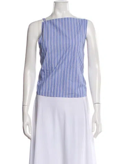 Pre-owned Sacai Striped Square Neckline Top In White