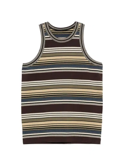 Sacai Horizontal Striped Tank Top In Brown