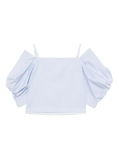 Sacai Women's Cotton Poplin Top In Blue