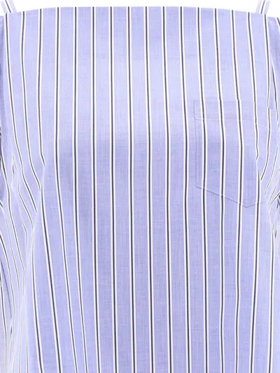 Sacai Striped Top In Light Blue