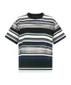 Sacai Striped Organza Insert Cotton T-shirt In Black