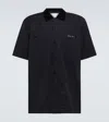 Sacai Striped Twill Bowling Shirt In Navy