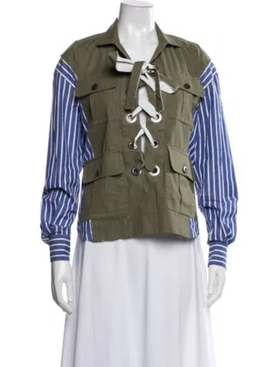 Pre-owned Sacai Striped Utility Jacket In Green