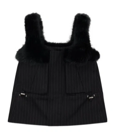 Sacai Striped Vest In Black