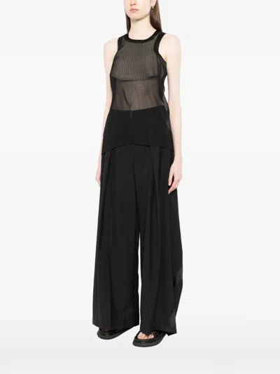 Sacai Striped Vest Top In Black