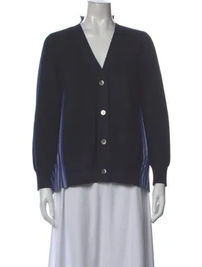 Pre-owned Sacai Striped V-neck Top In Blue