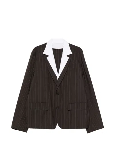 Sacai Stripe-pattern Blazer In Brown
