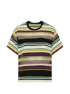 Sacai Stripe-pattern Layered-hem T-shirt In Multi