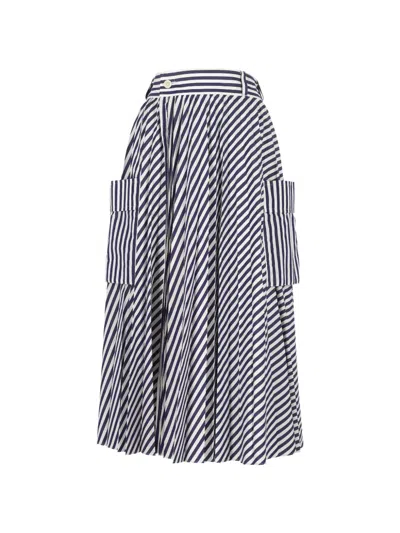 Sacai Stripe-pattern Skirt In Blue