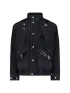 Sacai High Collar Jacket Adjustable Drawstring Front Pockets In Black