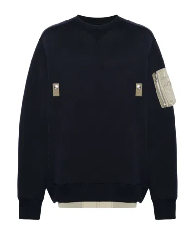 Sacai Stud-detailed Jersey Sweatshirt In Black