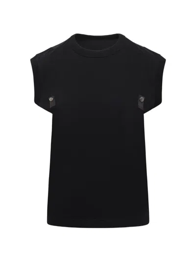 Sacai Stud-detail T-shirt In Black