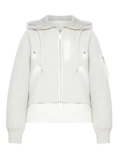 Sacai Cotton Blend Sweatshirt In White