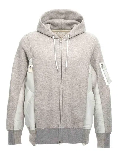 Sacai Sponge Hoodie In Gray