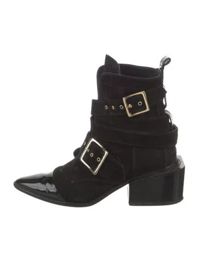 Pre-owned Sacai Suede Moto Boots In Black