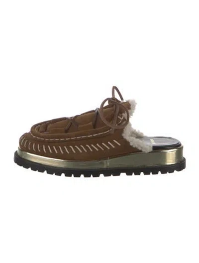 Pre-owned Sacai Suede Mules In Brown