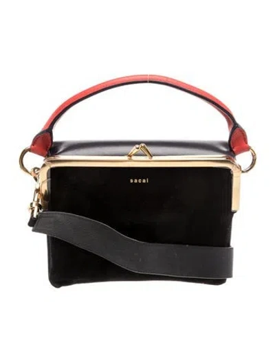 Pre-owned Sacai Suede Shoulder Bag In Black