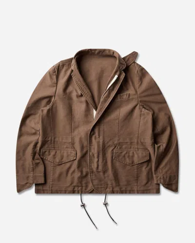 Sacai Suede-trim Cotton Jacket In Brown