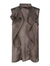 Sacai Asymmetrical Layered Satin Chiffon Tank Top