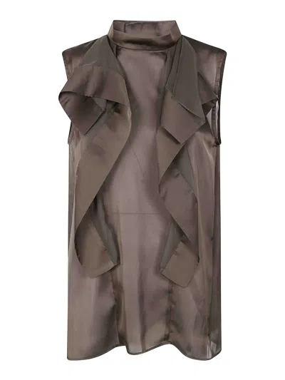SACAI SATIN X CHIFFON PULLOVER