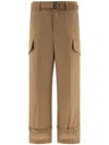 Sacai Mid-rise Belted Pants In Brown