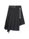 Sacai Pleated Pinstripe Wool Mini In Black  