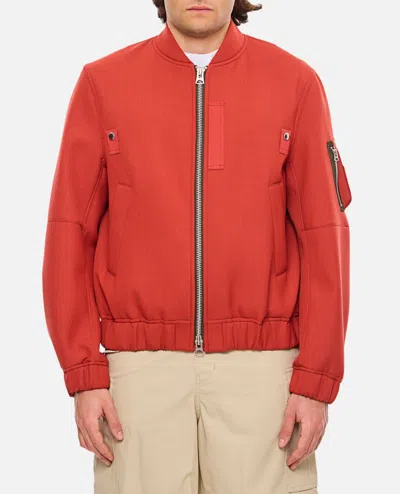 Sacai Red Suiting Bonding Bomber Jacket