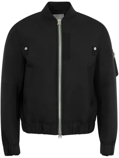 Sacai Suiting Bonding Bomber Jacket In Black