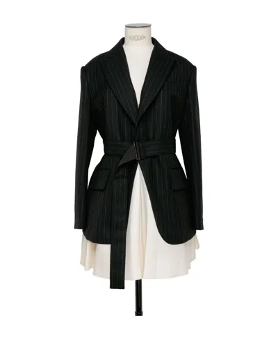 Sacai Suiting Bonding Layered Blazer In Black