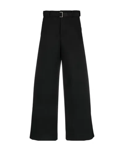 Sacai Suiting Bonding Tailored Trousers In Black