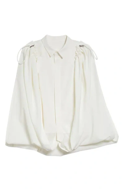 Sacai Suiting Button-up Cape Shirt In White