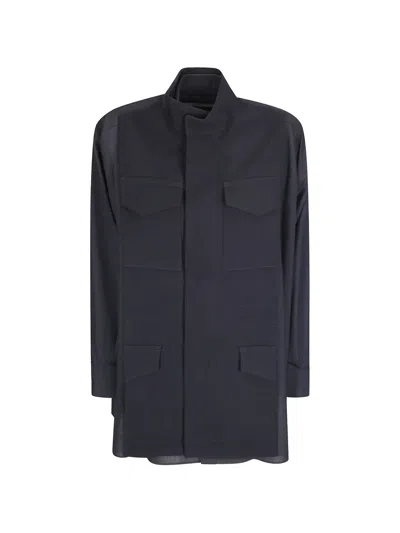 Sacai Suiting Crepe-satin Shirt In Gray