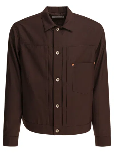 Sacai Tailored Jacket With Adjustable Back Strap In Brown