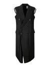 Sacai Suiting Long Vest In Black