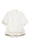 Sacai Suiting Mixed Media Cardigan In White