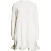Sacai Suiting Mixed Media Long Sleeve Sweater Dress In White