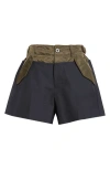 Sacai Suiting Mixed Media Shorts In Multi