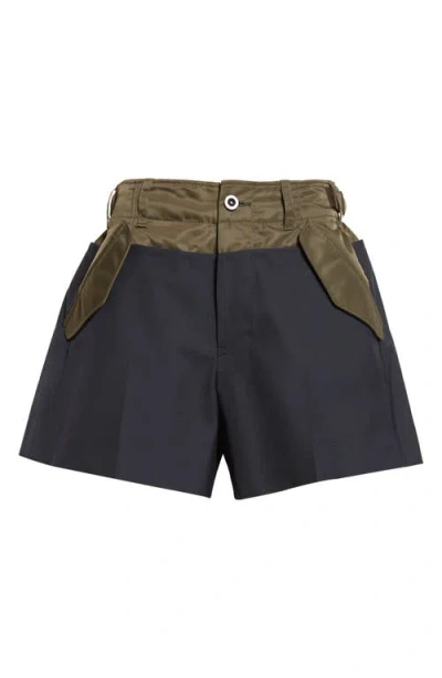 Sacai Suiting Mixed Media Shorts In Multi