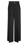 Sacai Suiting Mixed Media Straight Leg Pants In Black